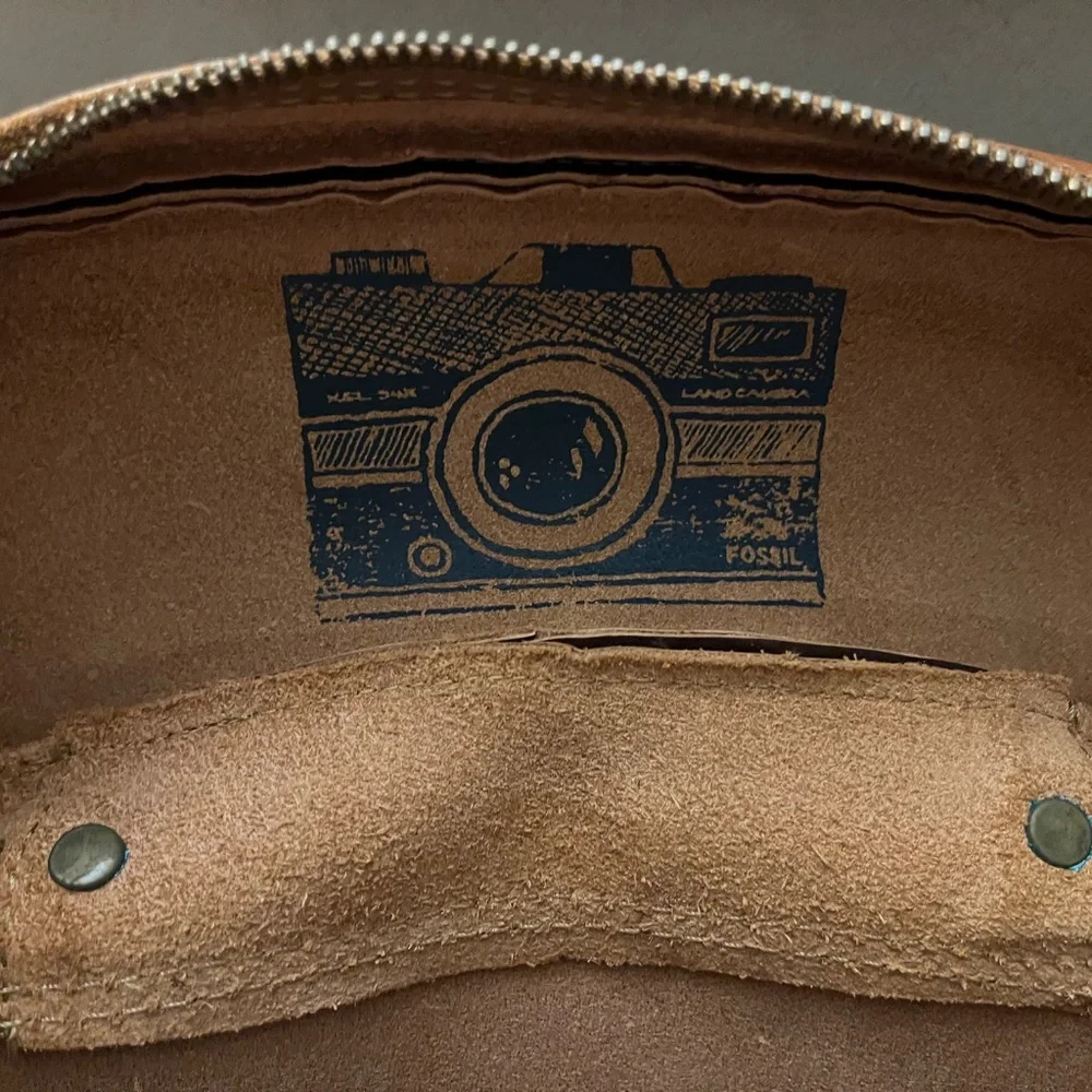 Vintage Fossil Brown Leather Crossbody Camera Box Bag Purse - Picture 5 of 8